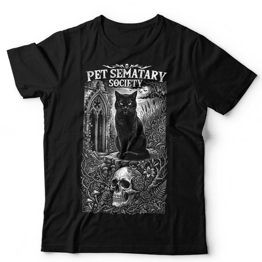 Black Cat Skull Gothic TShirt Horror Halloween Pet Sematary Graphic Tee