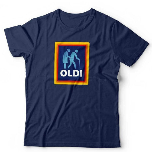 Oldi Tshirt Unisex Funny Humour Joke Fathers Day Aldi Parody Old Birthday Gift