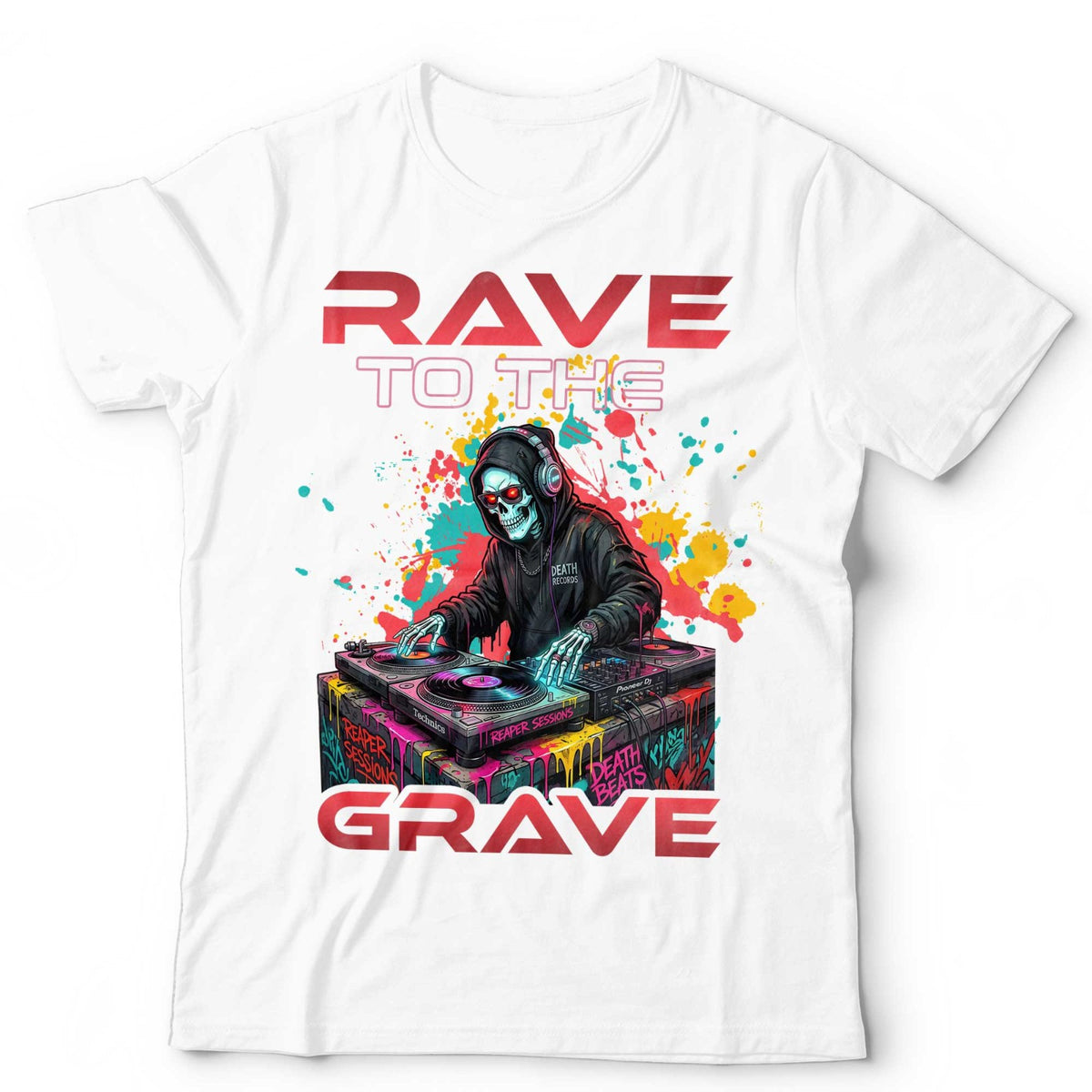 DJ T-Shirt Unisex & Kids Rave To The Grave Music Festival Tee EDM House Techno