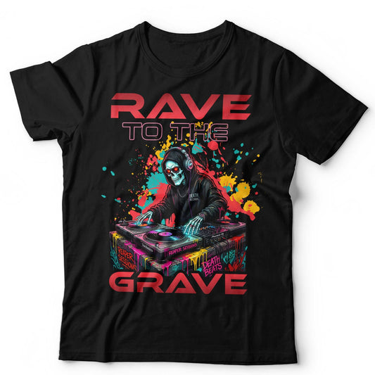 DJ T-Shirt Unisex & Kids Rave To The Grave Music Festival Tee EDM House Techno