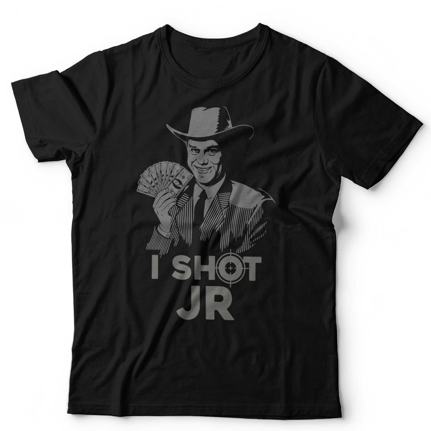 I Shot JR T-Shirt Retro 80s Cult TV Dallas Ewing Funny Geek Nerd Father Ted