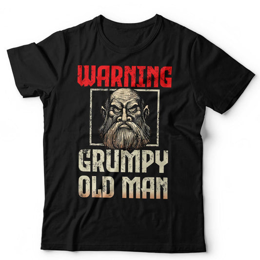 Warning Grumpy Old Man T-Shirt Funny Fathers Day Gift Novelty Slogan Bald Beard