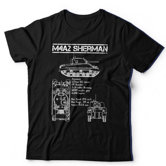 Sherman Tank T-Shirt M4A2 Military Vehicle U.S Allies WWII World War 2