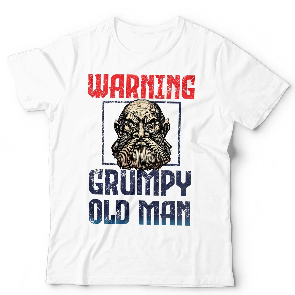 Warning Grumpy Old Man T-Shirt Funny Fathers Day Gift Novelty Slogan Bald Beard