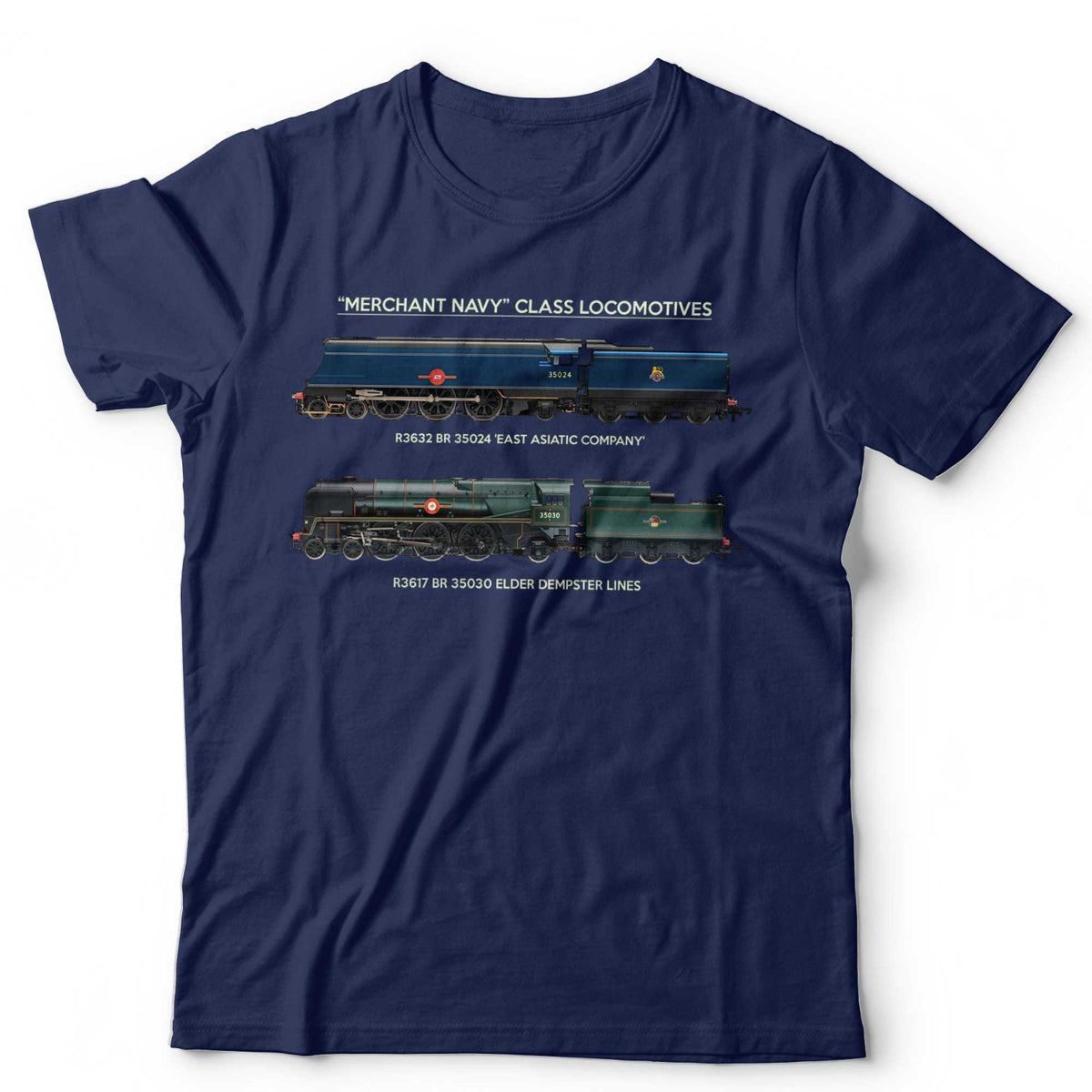 Train T-Shirt Dual Merchant Navy Locomotives Model Trains Railfan Trainspotter