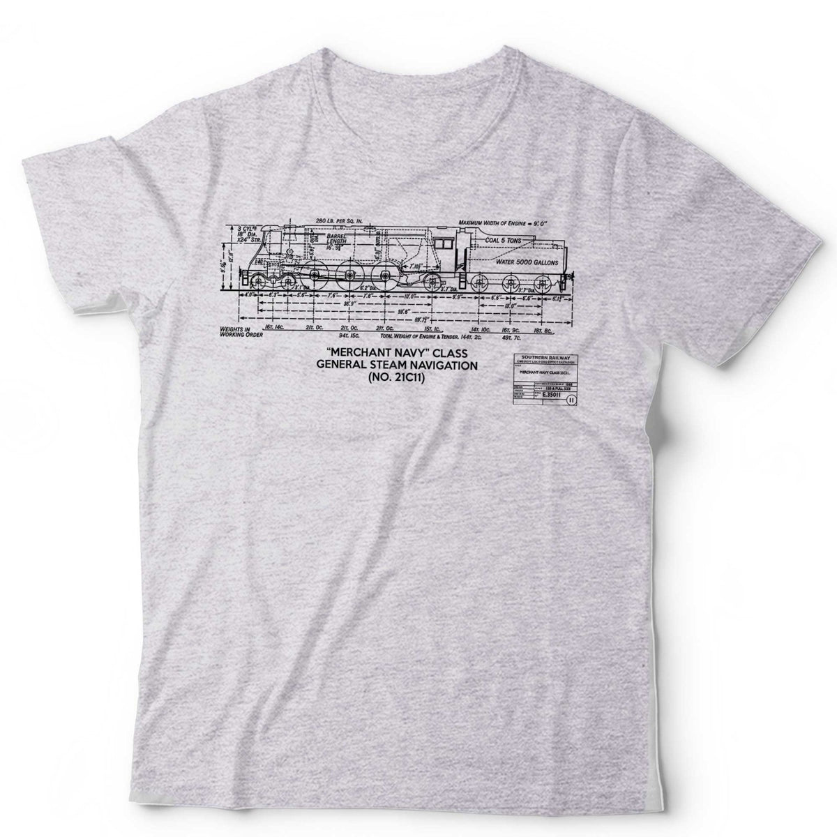 Train T-Shirt Merchant Navy Class Locomotive Railfan Trainspotter Model Trains