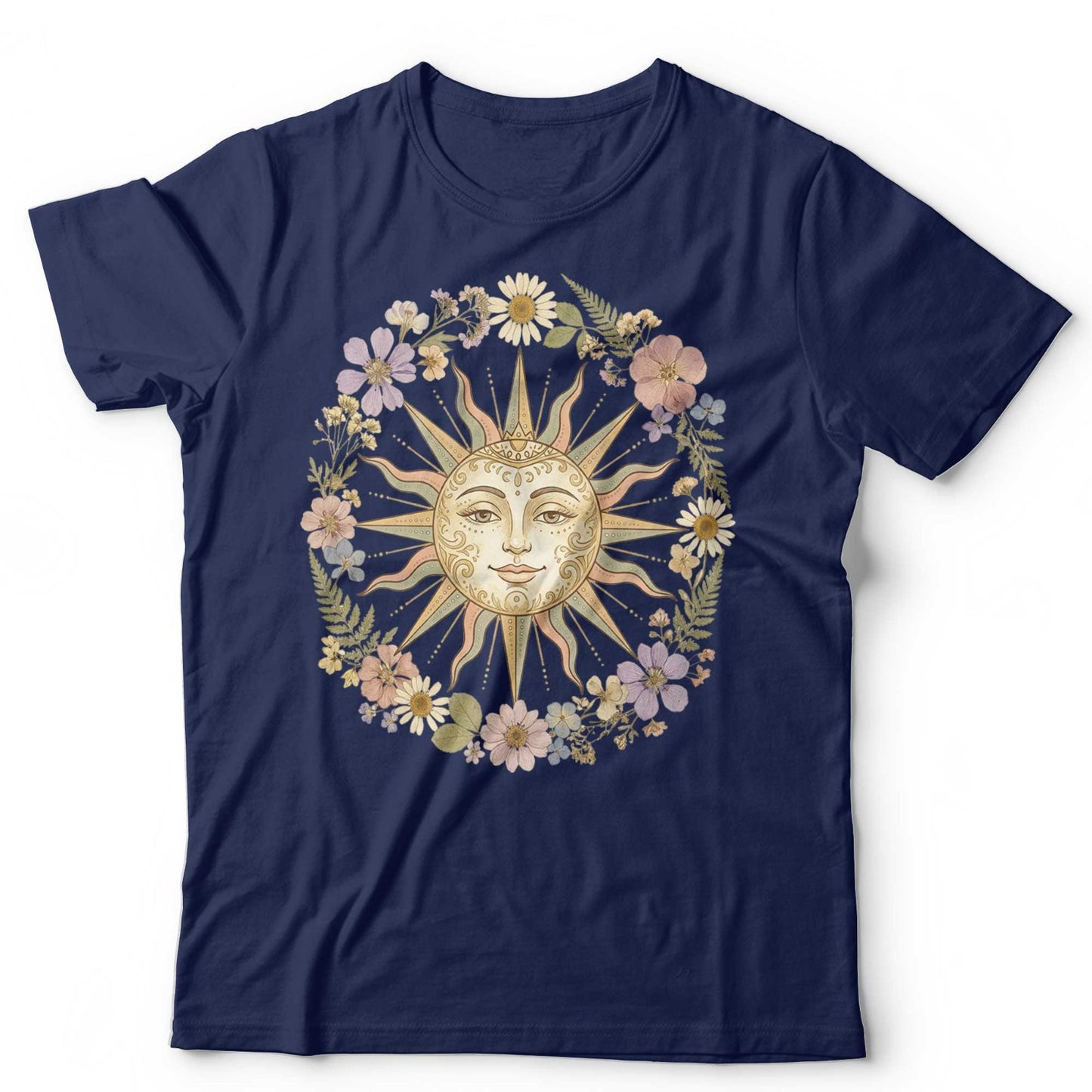 Boho Spiritual Sun T-Shirt Retro Vintage Flowers Celestial Hippie Chic Tee