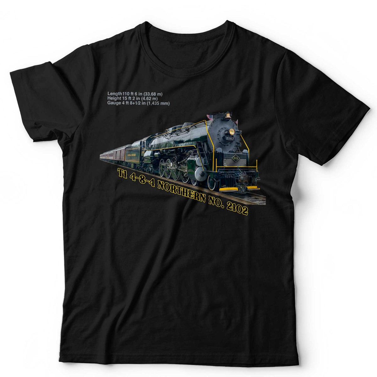 Train T-Shirt Northern No. 2102 Steam Locomotive Railfan Unisex & Kids