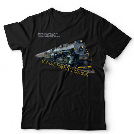 Train T-Shirt Northern No. 2102 Steam Locomotive Railfan Unisex & Kids