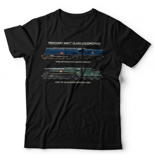 Train T-Shirt Dual Merchant Navy Locomotives Model Trains Railfan Trainspotter