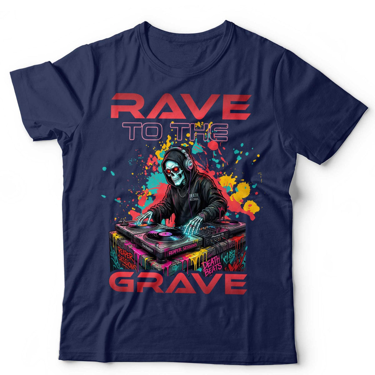 DJ T-Shirt Unisex & Kids Rave To The Grave Music Festival Tee EDM House Techno