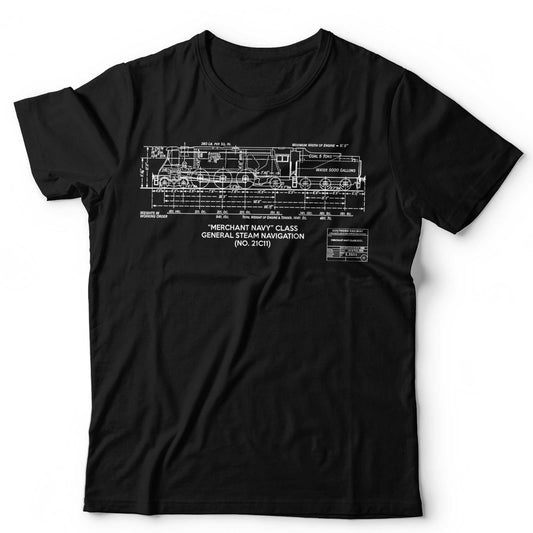 Train T-Shirt Merchant Navy Class Locomotive Railfan Trainspotter Model Trains