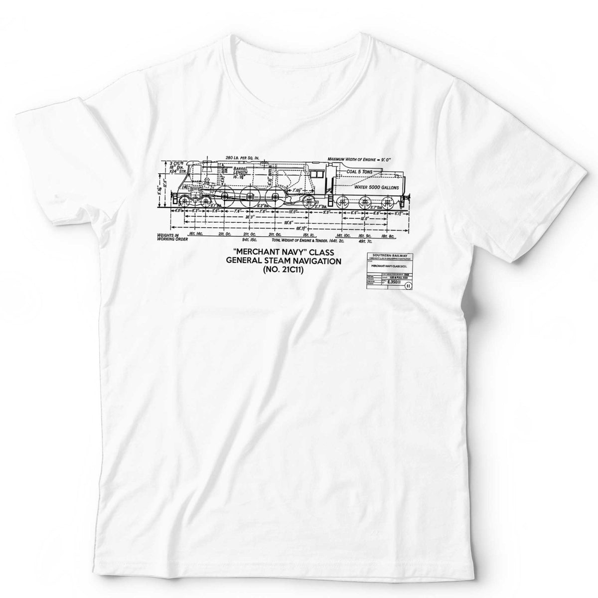Train T-Shirt Merchant Navy Class Locomotive Railfan Trainspotter Model Trains