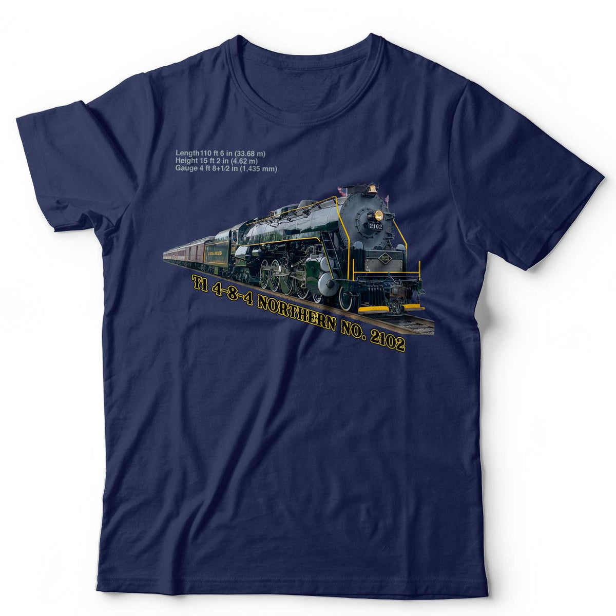 Train T-Shirt Northern No. 2102 Steam Locomotive Railfan Unisex & Kids