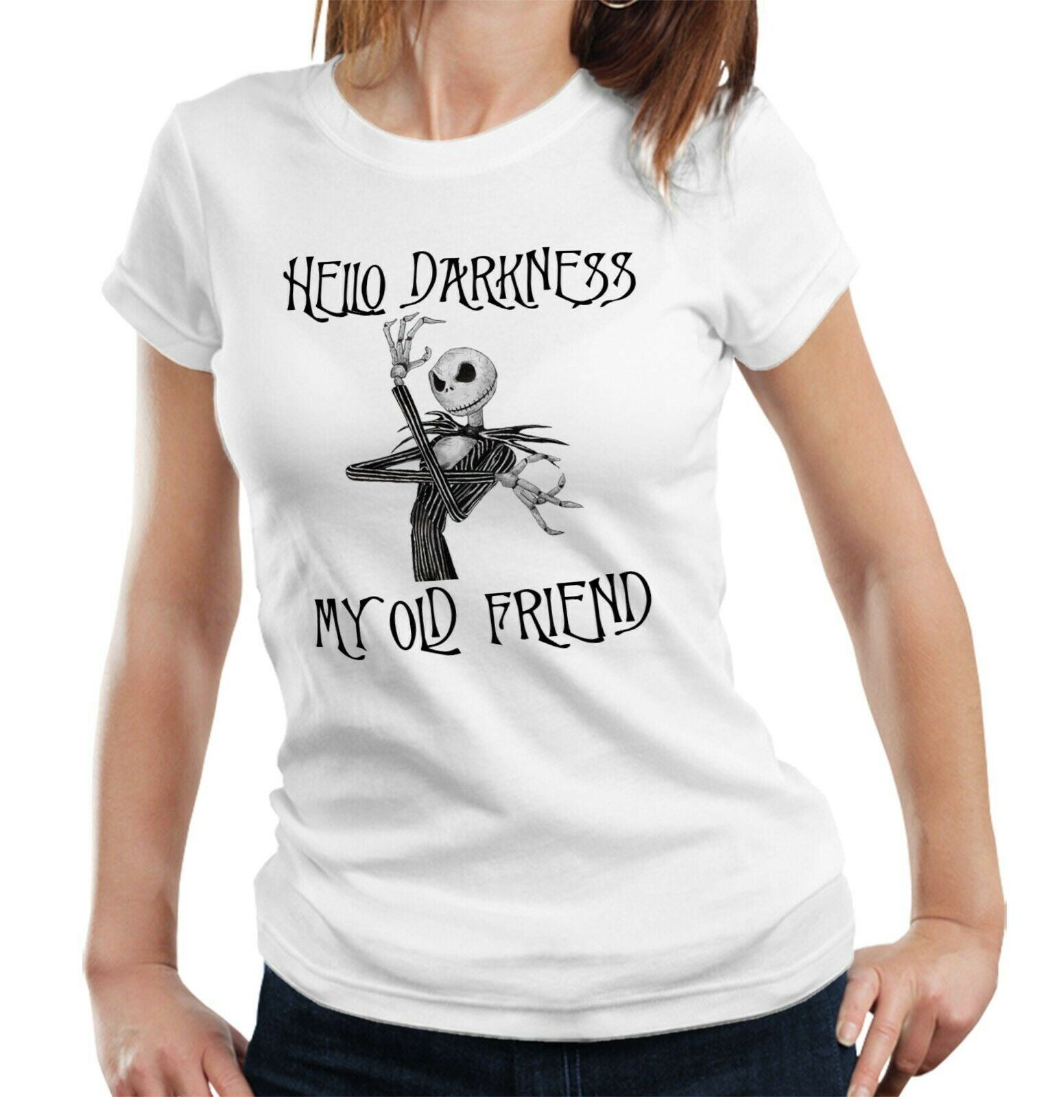 Jack Skellington Hello Darkness Tshirt Fitted Ladies