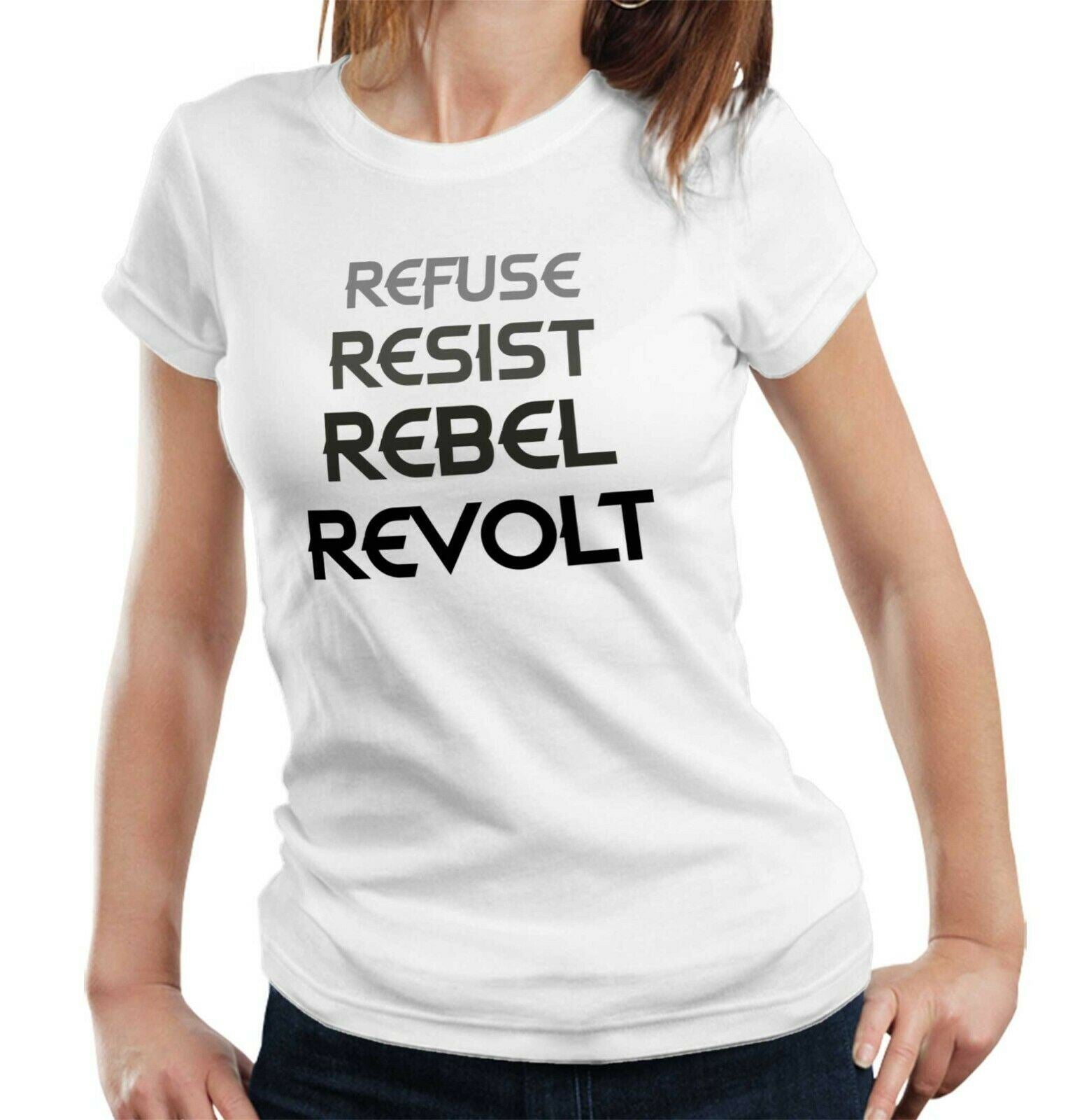 Refuse Resist Rebel Revolt Tshirt Fitted Ladies