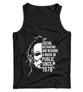 Social Distancing And Wearing A Mask Tshirt Fitted Ladies