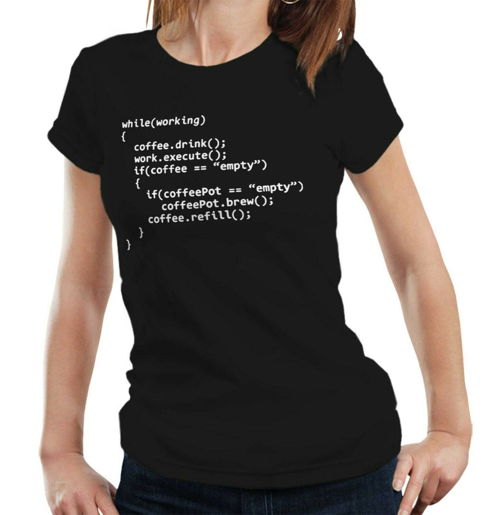 Coffee Programmer Tshirt Fitted Ladies