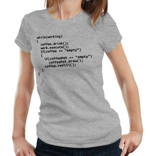 Coffee Programmer Tshirt Fitted Ladies