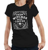 Even Witches Need Coffee Tshirt Fitted Ladies