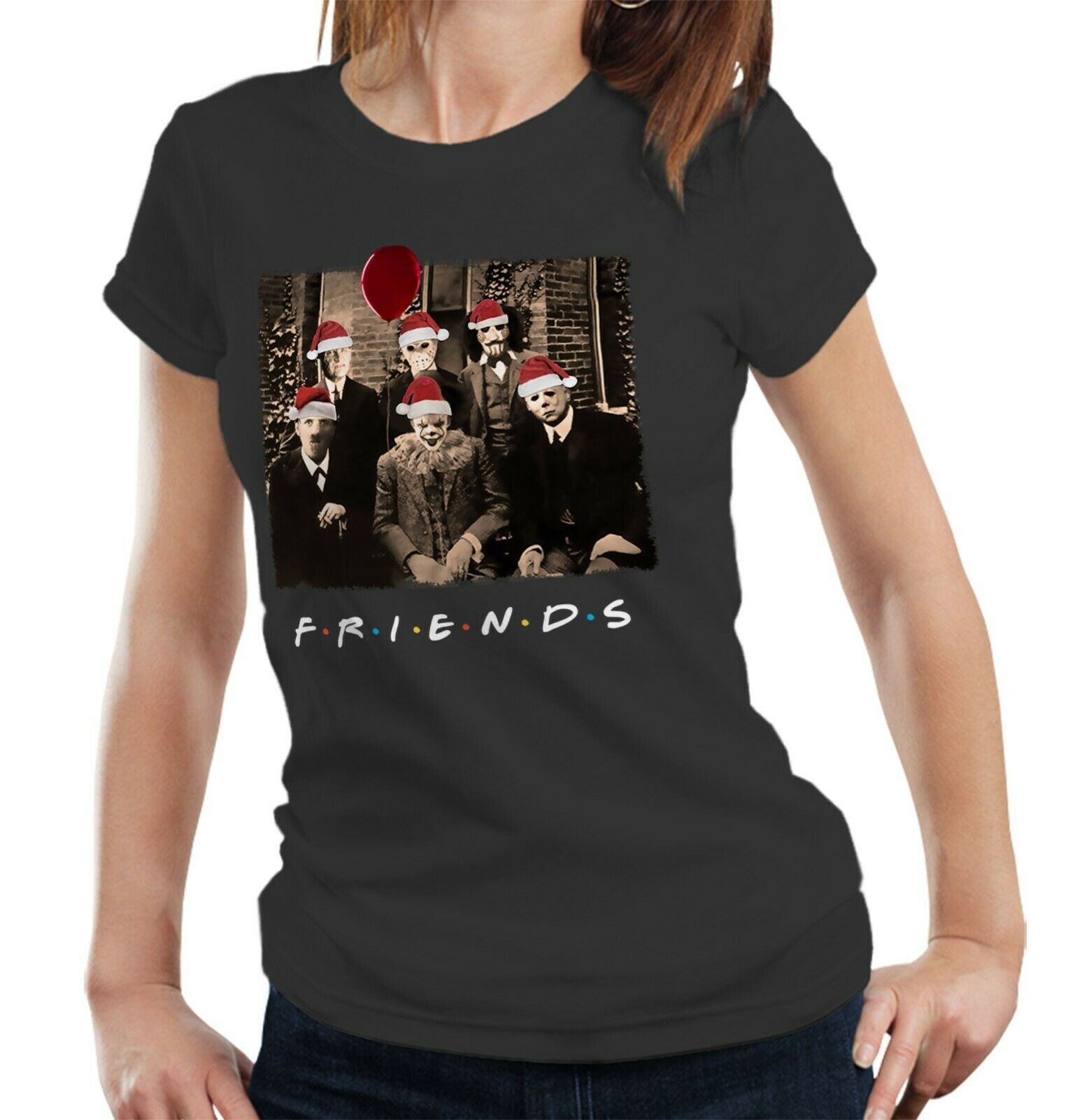 Friends Christmas Horror Tshirt Fitted Ladies