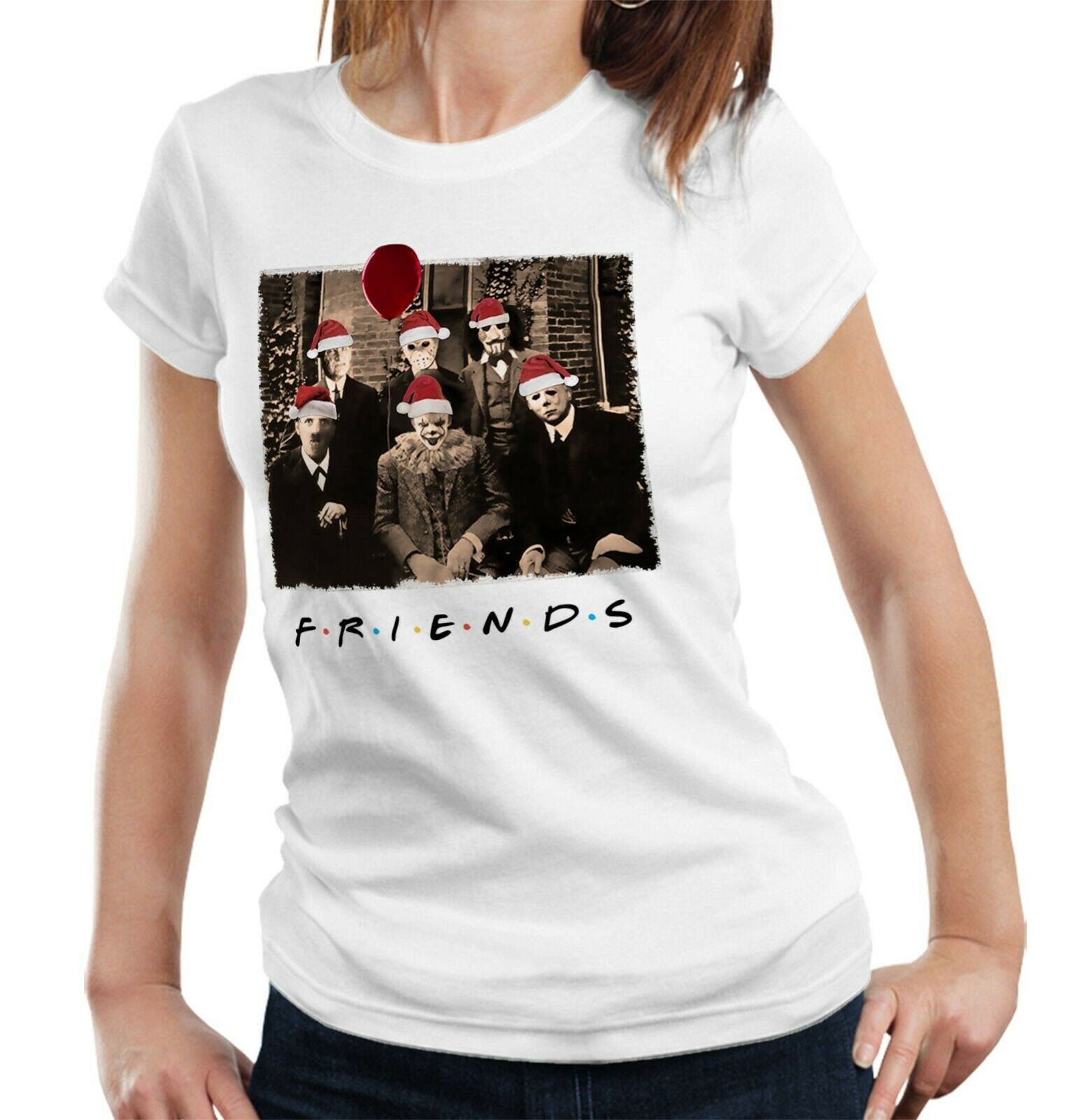 Friends Christmas Horror Tshirt Fitted Ladies