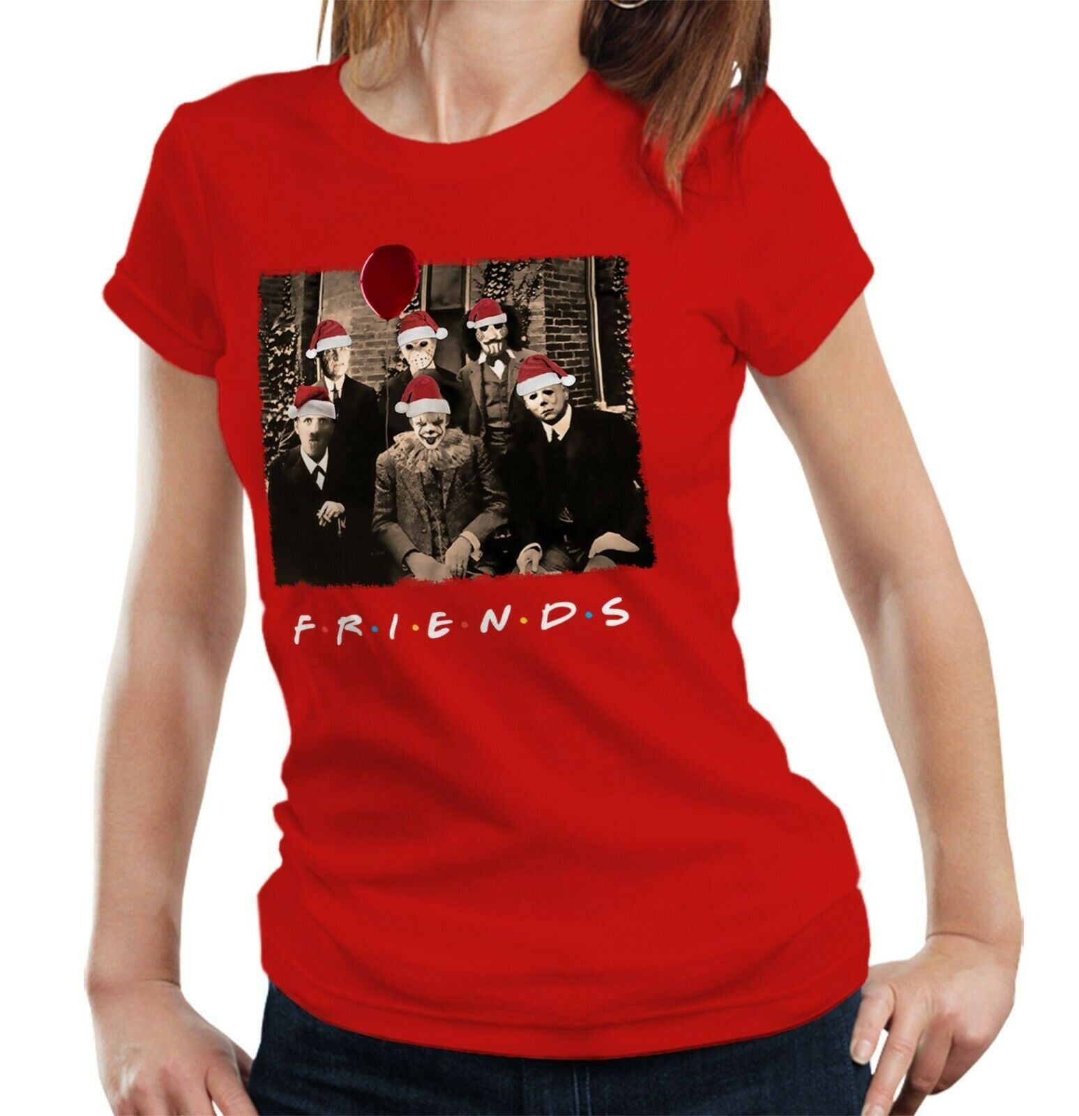 Friends Christmas Horror Tshirt Fitted Ladies