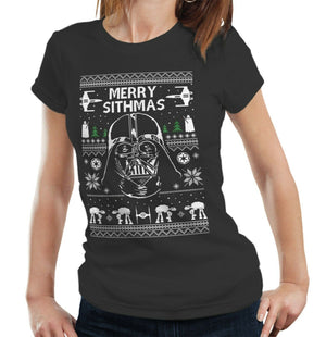 Merry Sithmas 3 Ugly Knitted Tshirt Fitted Ladies