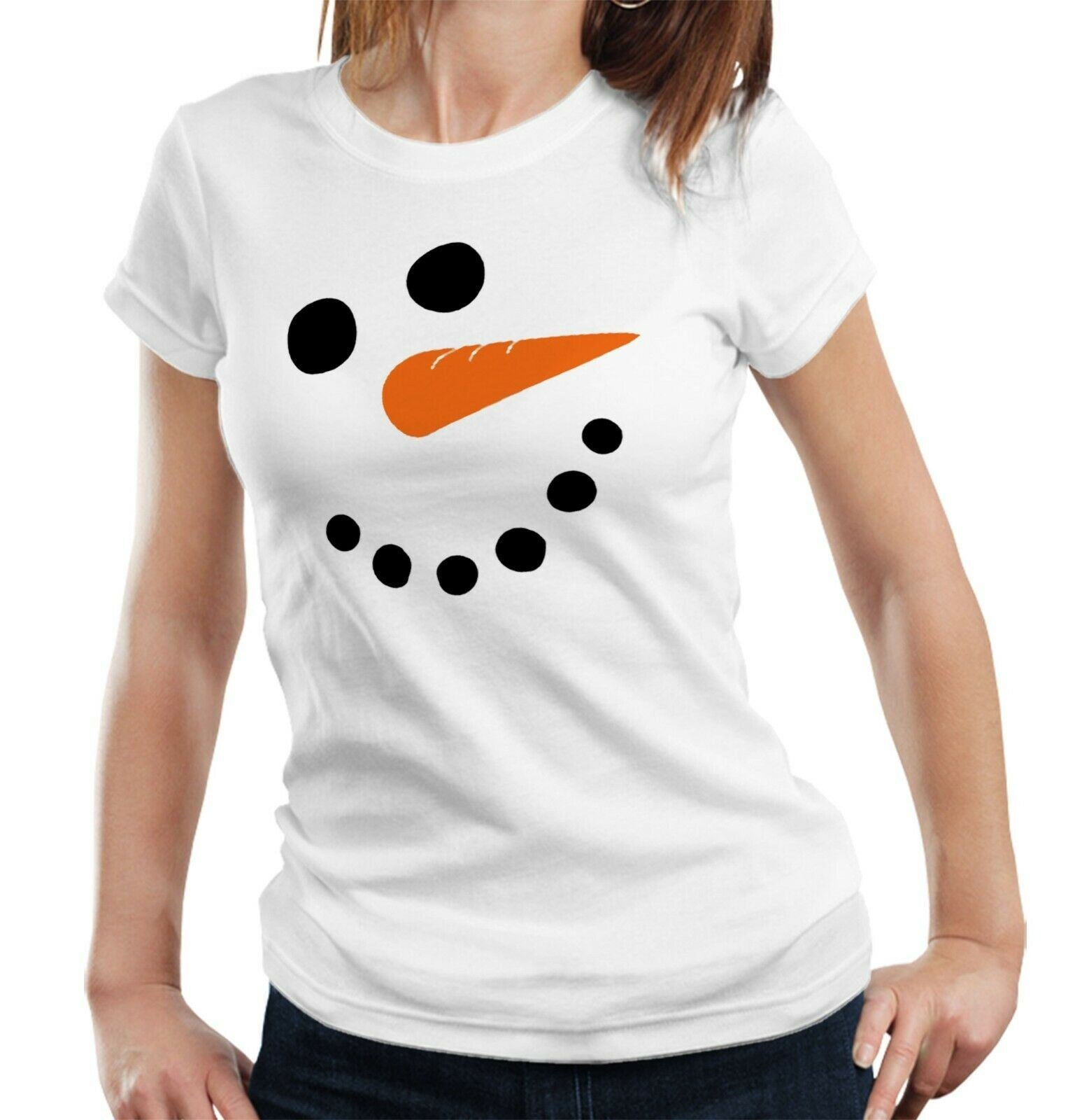 Snowman Face Tshirt Fitted Ladies