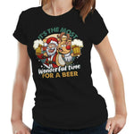 Santa It's The Most Wonderful Time For A Beer 1 Tshirt Fitted Ladies