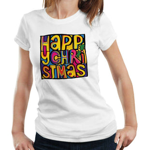 Happy Mondays Christmas Tshirt Fitted Ladies