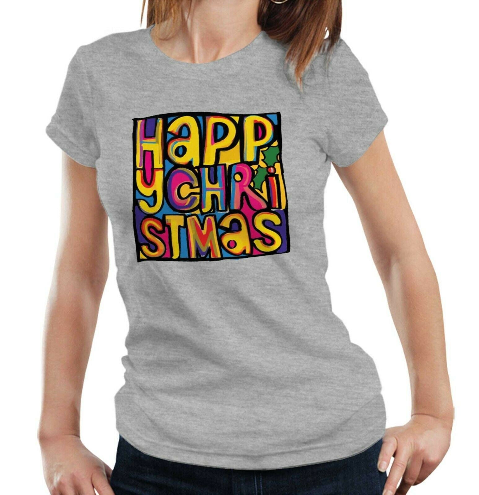 Happy Mondays Christmas Tshirt Fitted Ladies