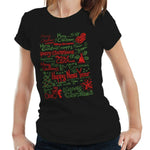 Merry Christmas Text Tshirt Fitted Ladies