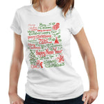 Merry Christmas Text Tshirt Fitted Ladies