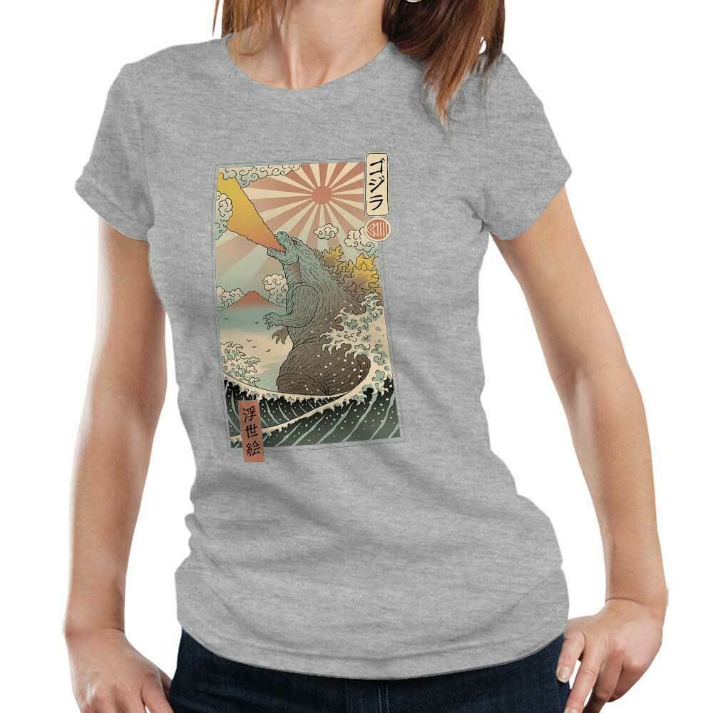 Ukiyo-e Gojira Tshirt Fitted Ladies