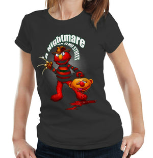 A Nightmare On Elmo Street Tshirt Fitted Ladies