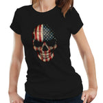 Skull USA Flag Tshirt Fitted Ladies