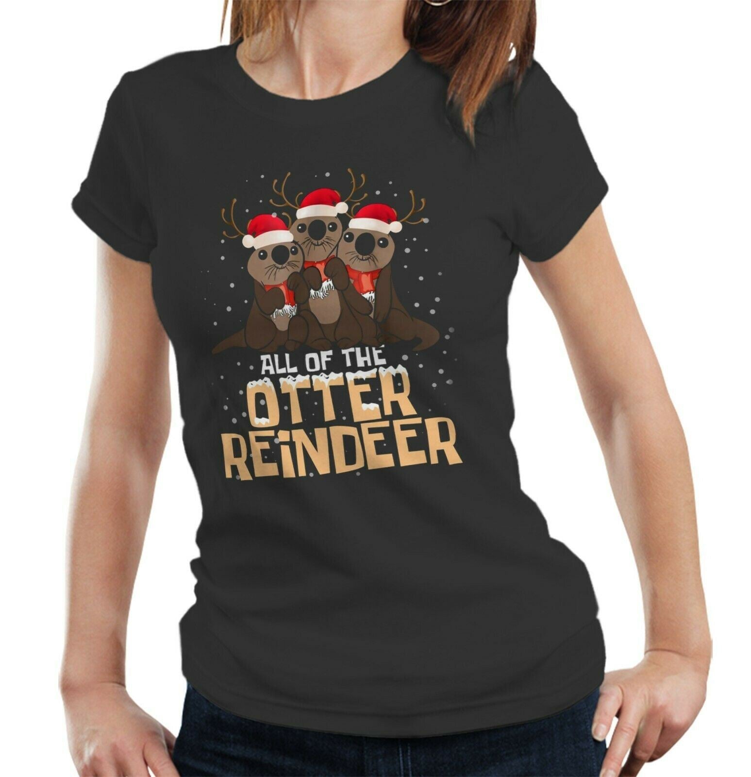 Otter Reindeer Tshirt Fitted Ladies