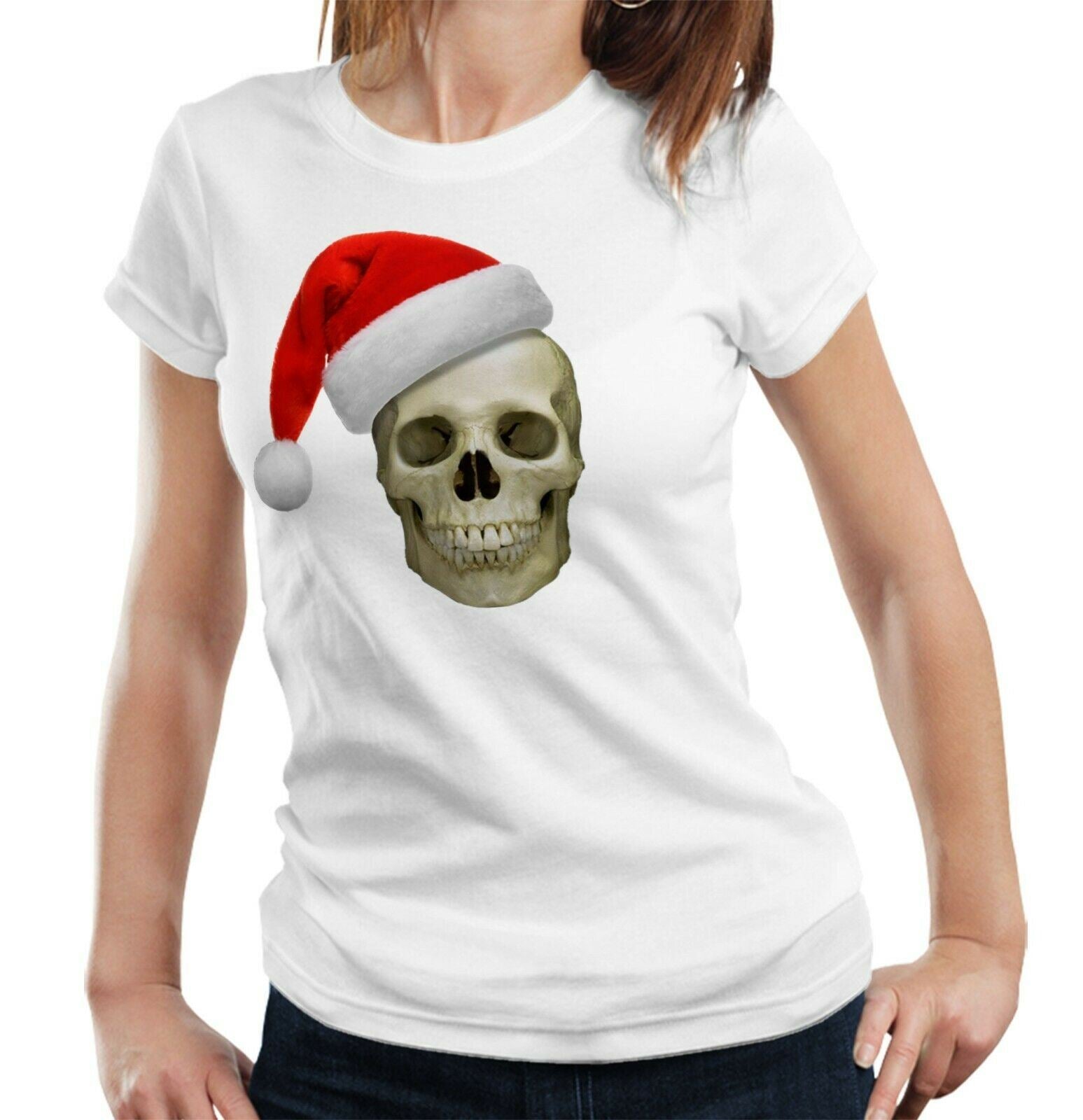 Santa Skull Tshirt Fitted Ladies