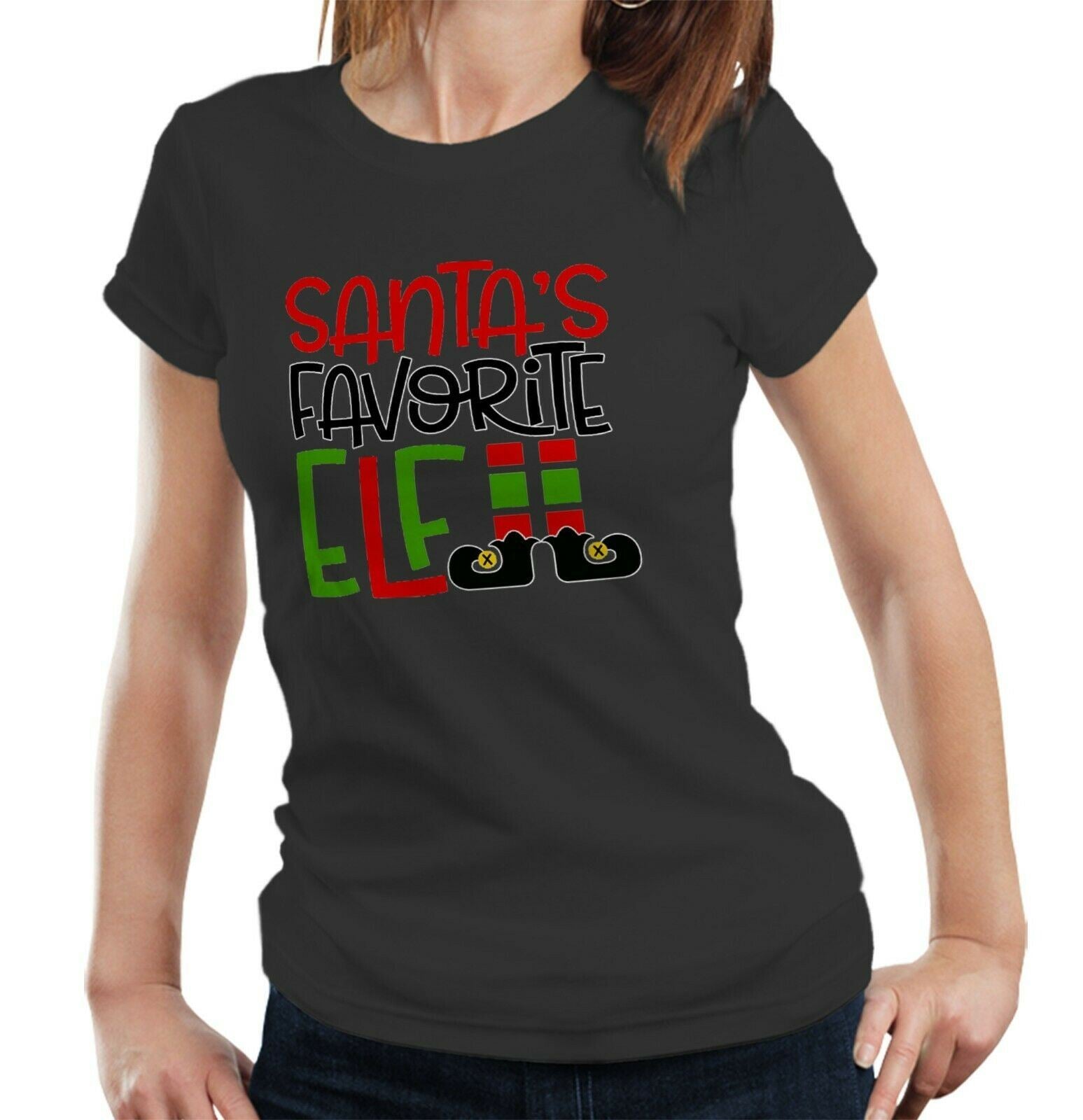 Santa's Favorite Elf Tshirt Fitted Ladies