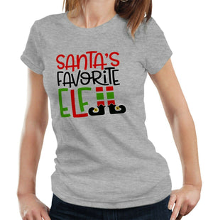 Santa's Favorite Elf Tshirt Fitted Ladies