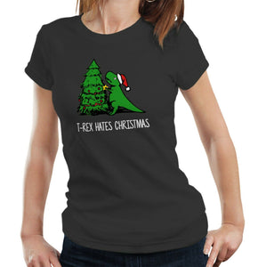 T-Rex Hates Christmas 2 Tshirt Fitted Ladies