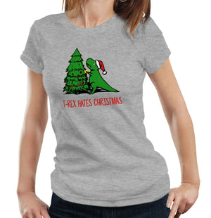 T-Rex Hates Christmas 2 Tshirt Fitted Ladies