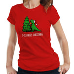 T-Rex Hates Christmas 2 Tshirt Fitted Ladies