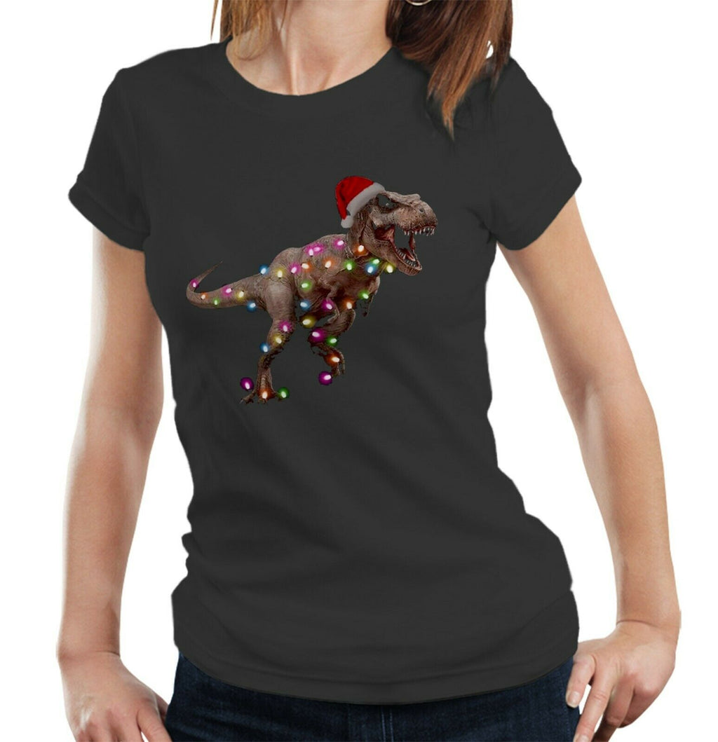 X-mas T-rex Tshirt Fitted Ladies