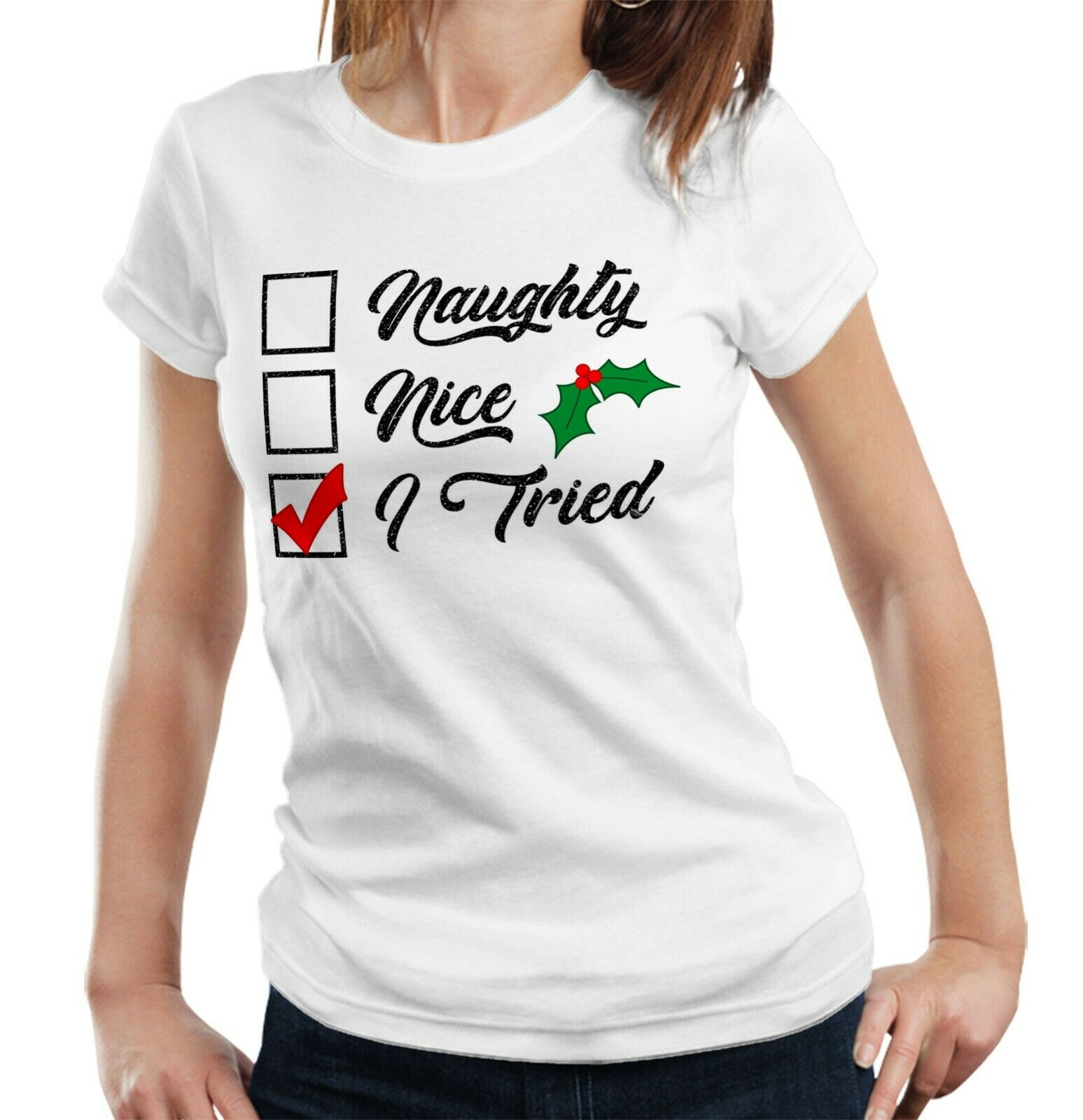 Naughty, Nice, I Tried Tshirt Fitted Ladies