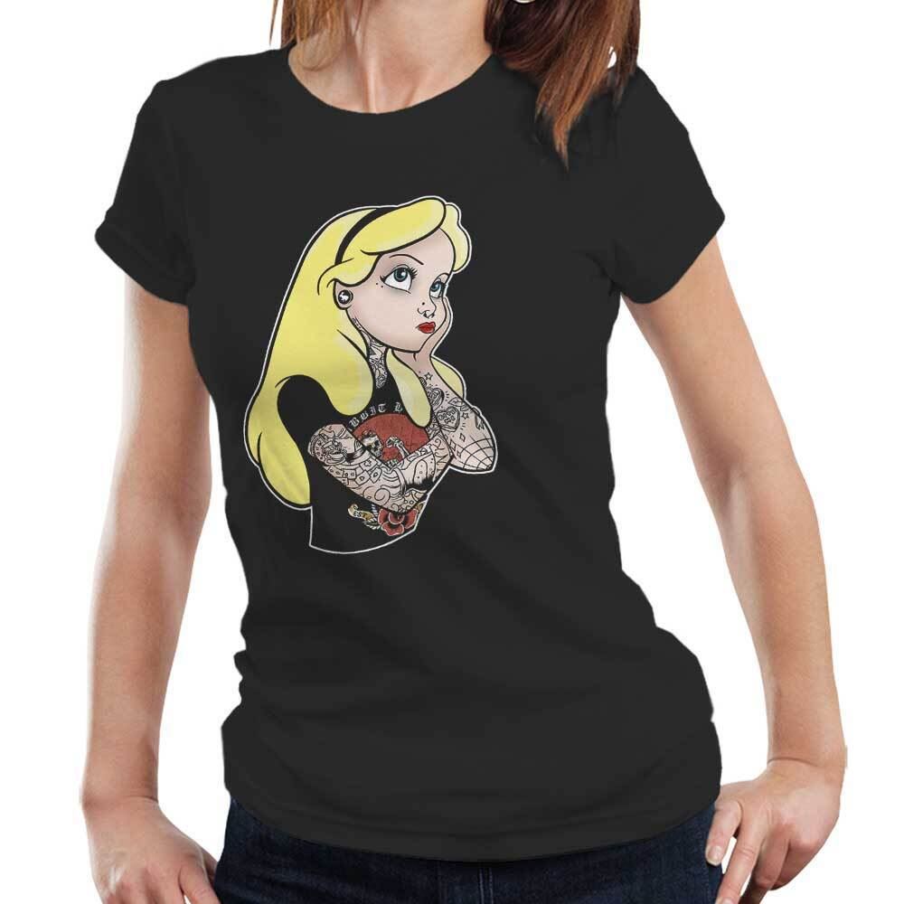 Inked Alice In Wonderland Ladies Fitted Tshirt