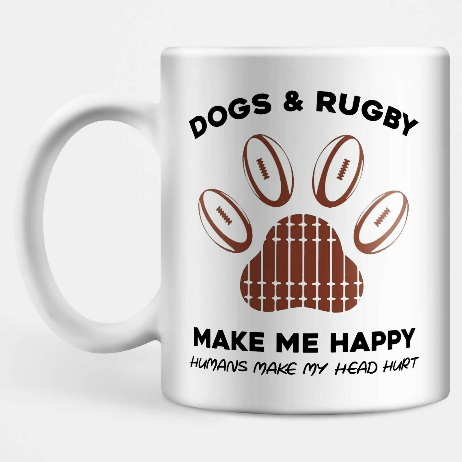 Dogs & Rugby Make Me Happy Mug