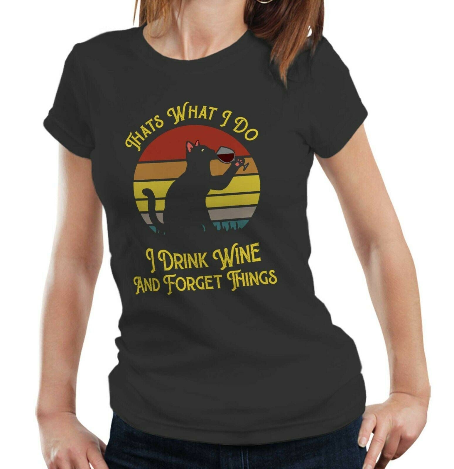 I Drink Wine And Forget Things Tshirt Fitted Ladies