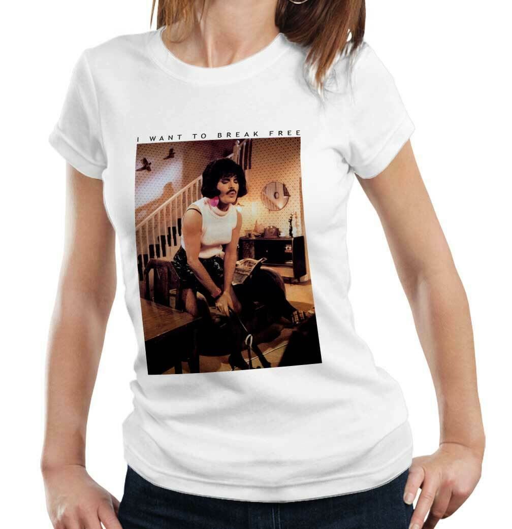 I Want to Break Free Freddie Mercury Photo Tshirt Fitted Ladies